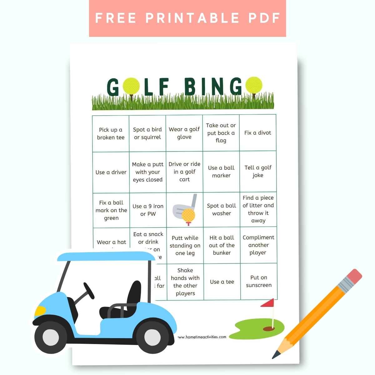 Family Golf Bingo Activity Free Printable