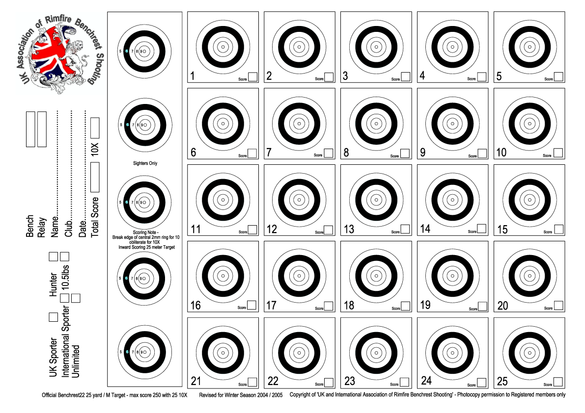 Free Downloadable Targets For 6mm BR Norma And 6BR Benchrest And Long Distance Shooting Targets For 100 To 1000 Yards And Varmint Hunting 