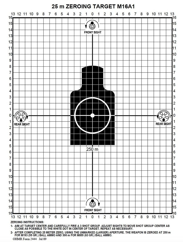 Printable Zeroing Target For M16a1