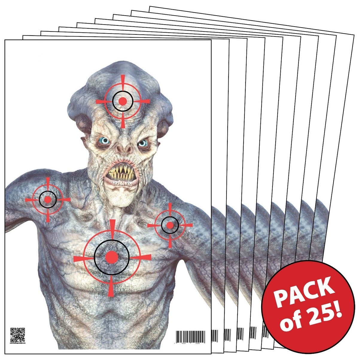 25 Paper Shooting Targets For Gun Range Pistol Rifle Firearms 3 D Alien 12x18 EBay