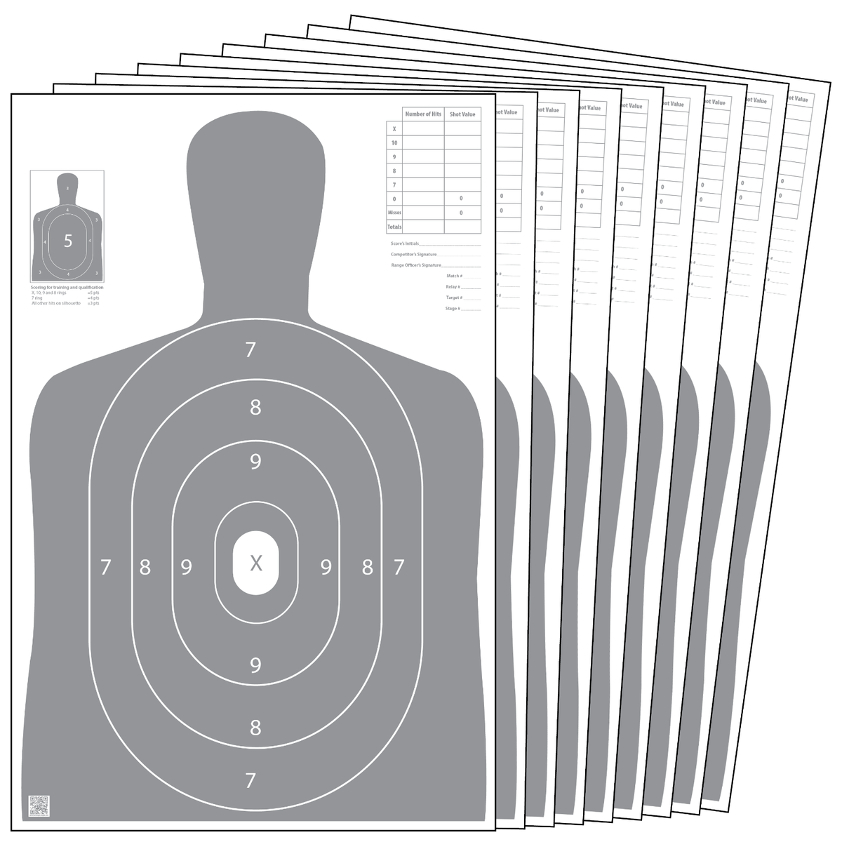 25 Paper Shooting Targets Gun Range Rifle Pistol Handguns Gray Silhouette 23x35 EBay