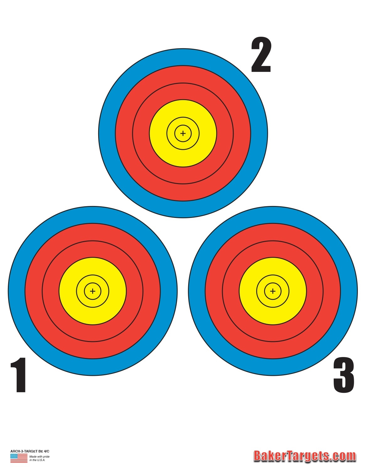 3 Bulls Eye Archery Target 4 C Baker Targets Four Color Target