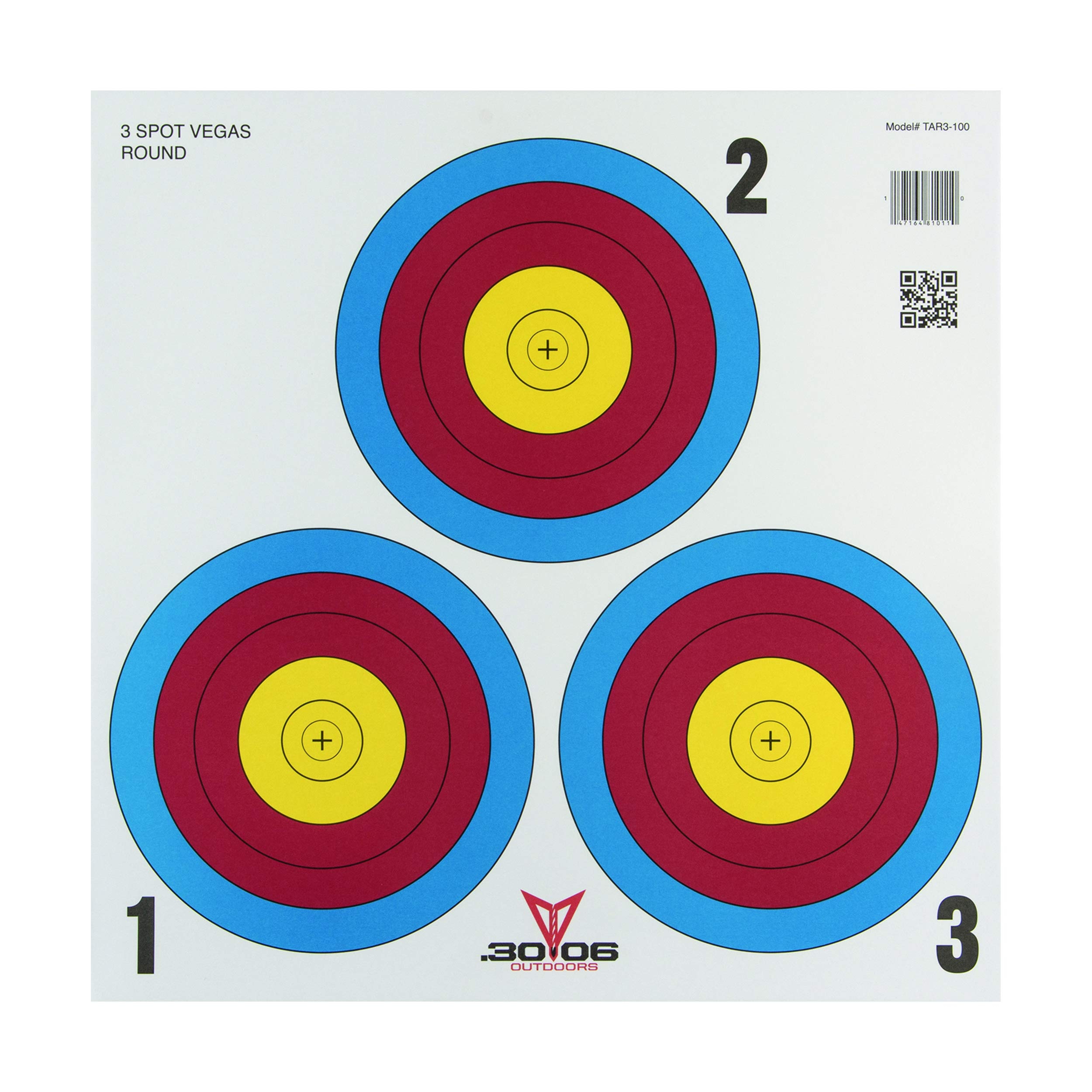 Amazon 30 06 3 Spot Vegas Paper Target 100 Count Red Blue Yellow Archery Equipment Sports Outdoors