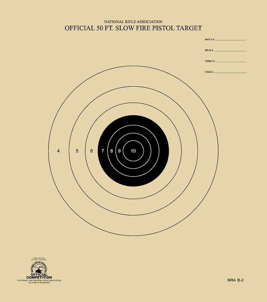 Amazon 50 Feet Slow Fire Pistol Target Official NRA Target B 2 Black 100 Sports Outdoors