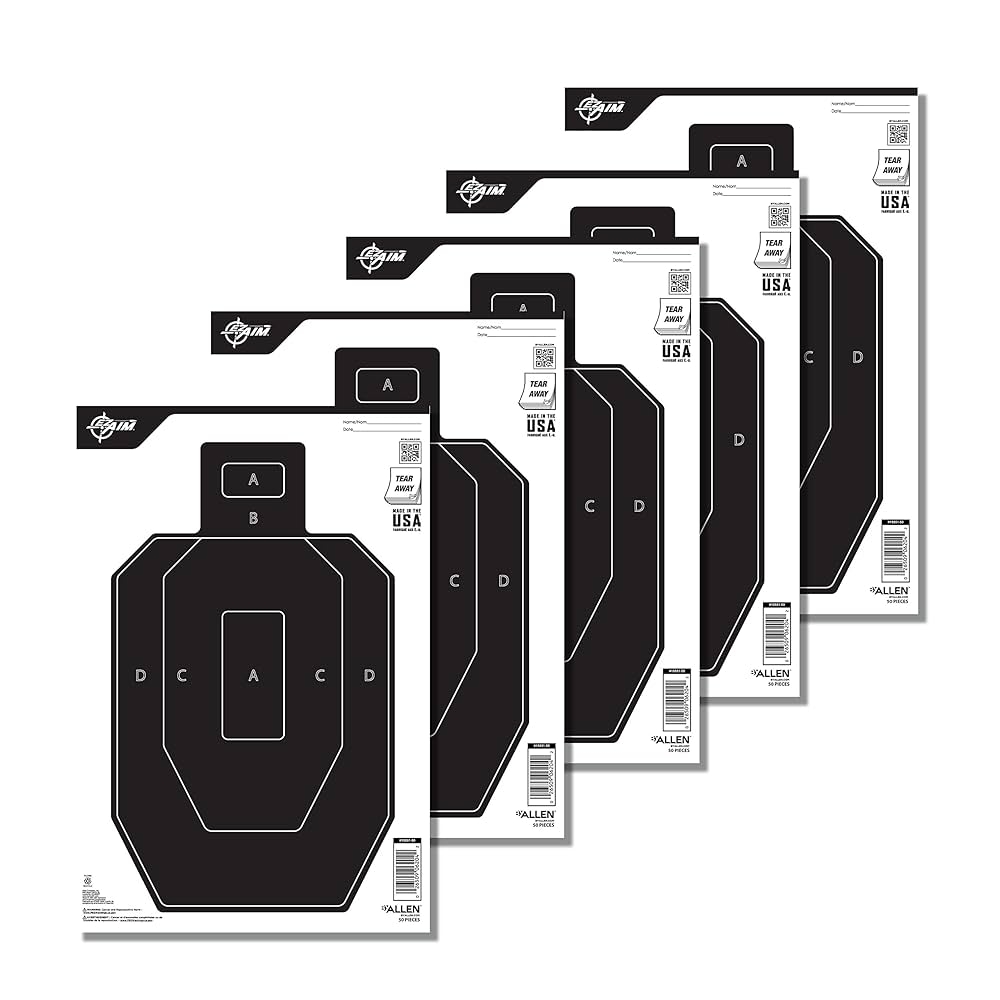 Amazon Allen Company EZ Aim Paper Shooting Targets IPSC Silhouette Peel Away Target Pad 12 W X 18 H 50 Pack Black White Sports Outdoors