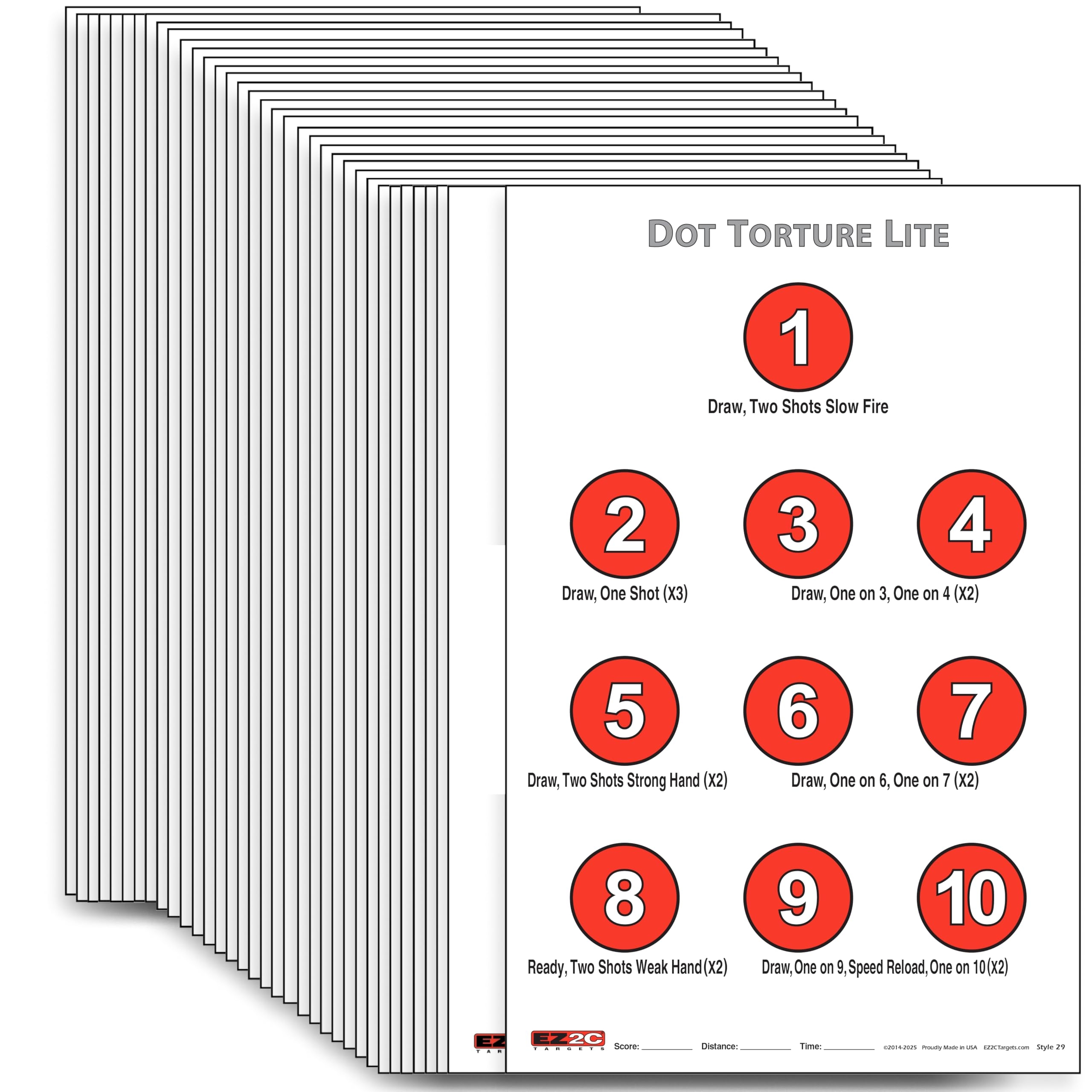 Amazon EZ2C Style 29 Dot Torture Lite Only 30 Shots Drill Target 11 x17 Paper Targets For Shooting USA Made Compatible With Pistols Handguns For Indoor Outdoor Gun Range Target