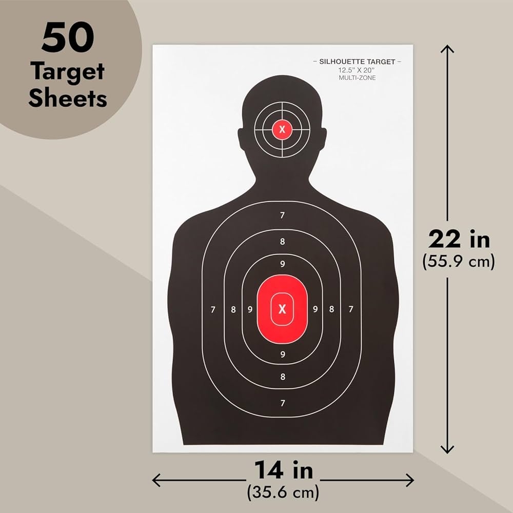Amazon Juvale 50 Pack Paper Shooting Targets For Range Bulk For Hunting Silhouette With Red Bullseye 14x22 In Targets For Shooting Range Sports Outdoors