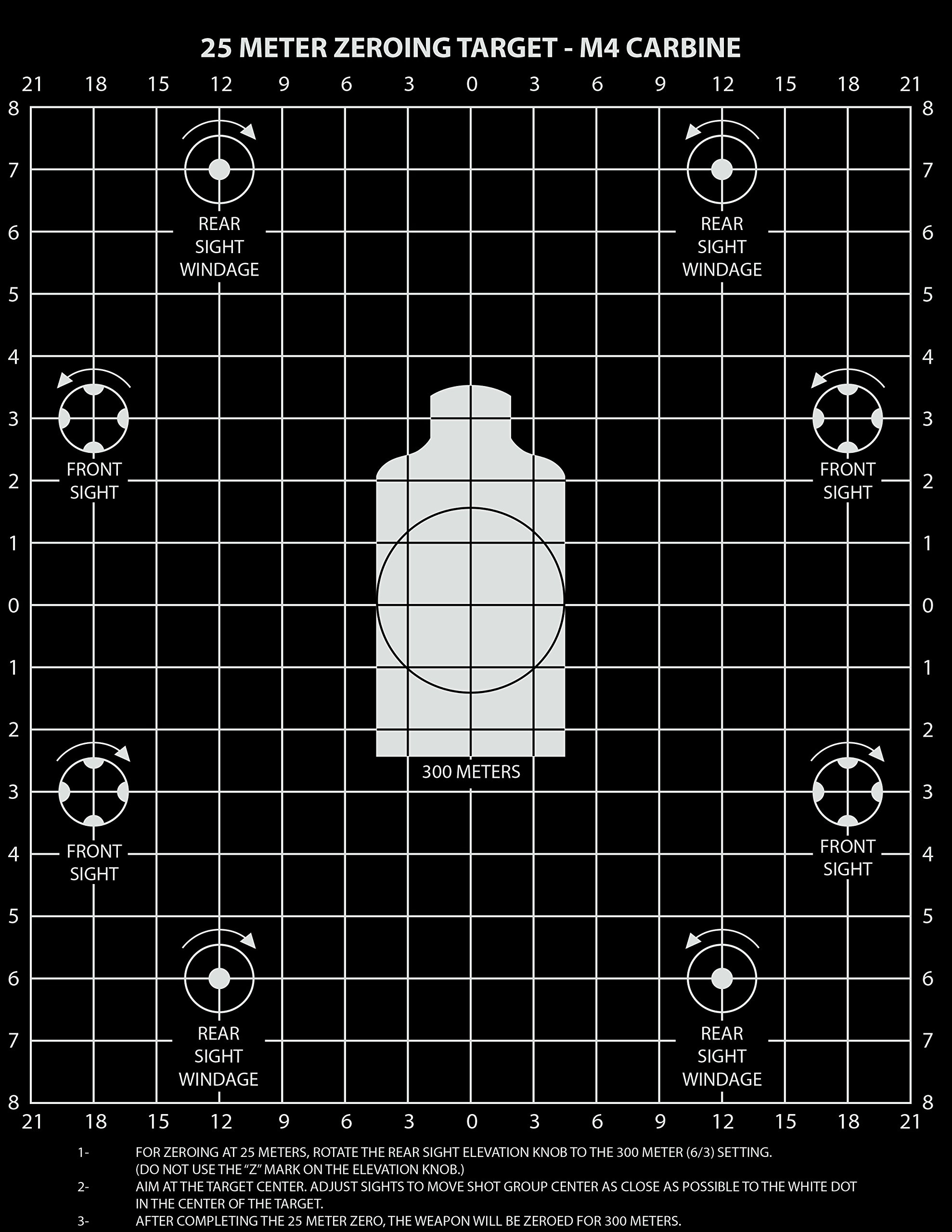 Amazon M4 Carbine 25 Meter Zeroing Target On EZ Peel Notepad Black 25 Pack Sports Outdoors