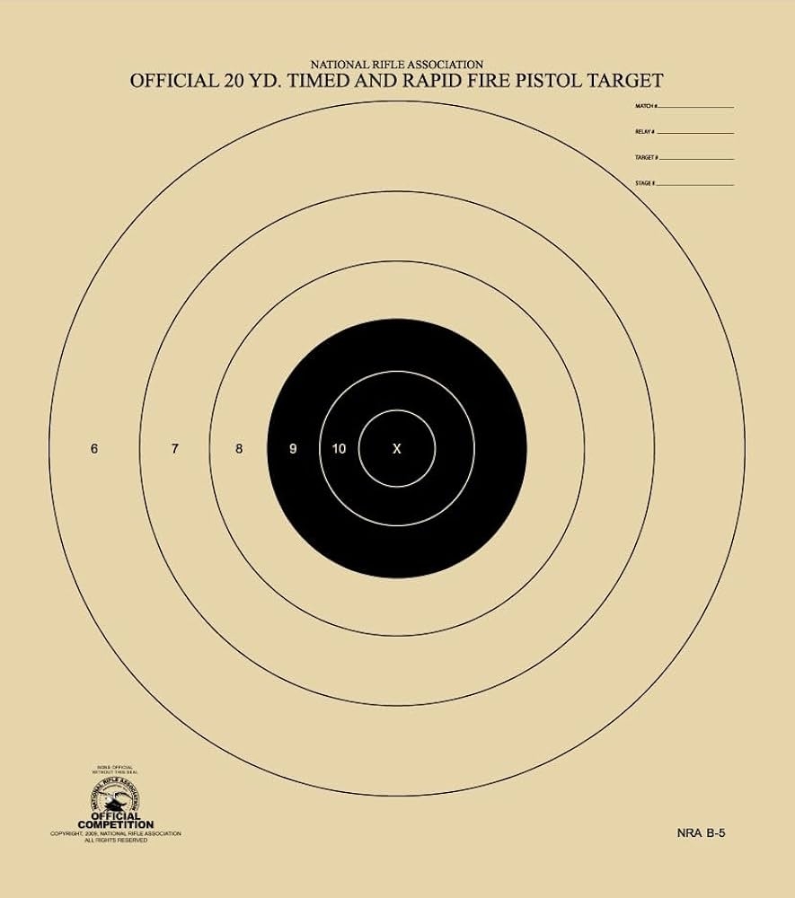 Amazon Official NRA B 5 Shooting Target 20 Yard Timed And Rapid Fire Pistol Target Black 50 Sports Outdoors