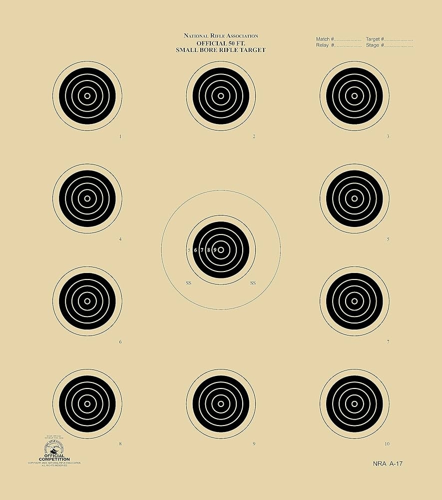 Amazon Official NRA Shooting Target A 17 50 Foot Small Bore 11 Bullseye Black 100 Sports Outdoors