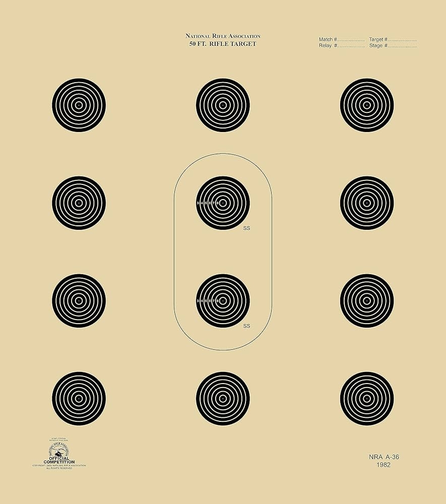 Amazon Official NRA Shooting Target A 36 Smallbore Rifle Target 50 Foot Black 100 Pack Sports Outdoors