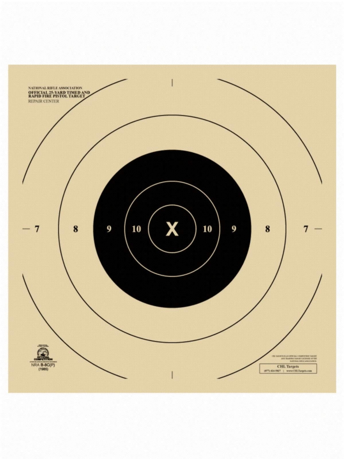 Amazon Official NRA Target B8C 25 Yard Slow Fire Center 10 5 X 10 5 Black 100 Sports Outdoors