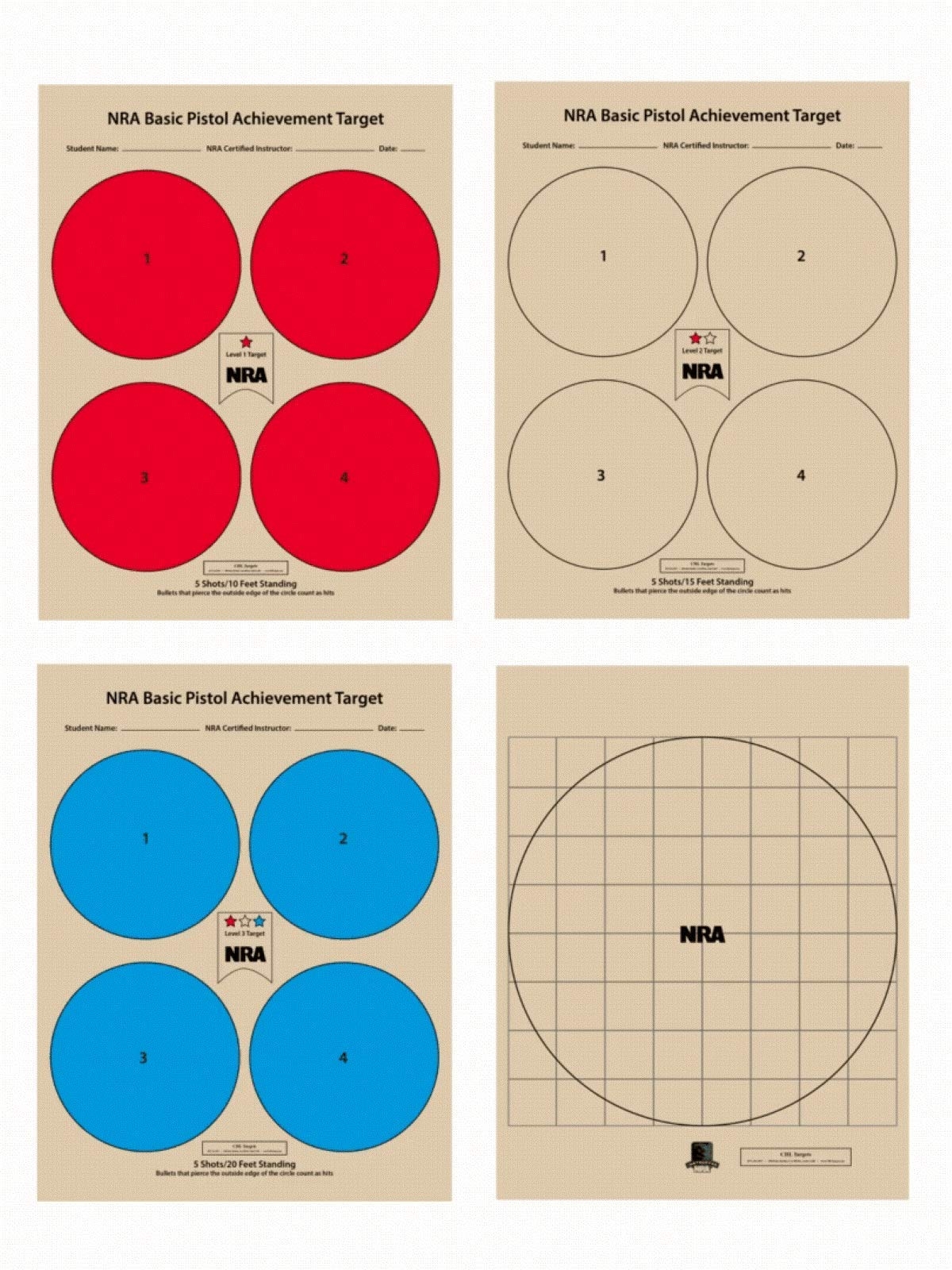 Amazon The NRA Pistol Qualification Targets 100 Target Pack 25 Of Each Target Design Sports Outdoors