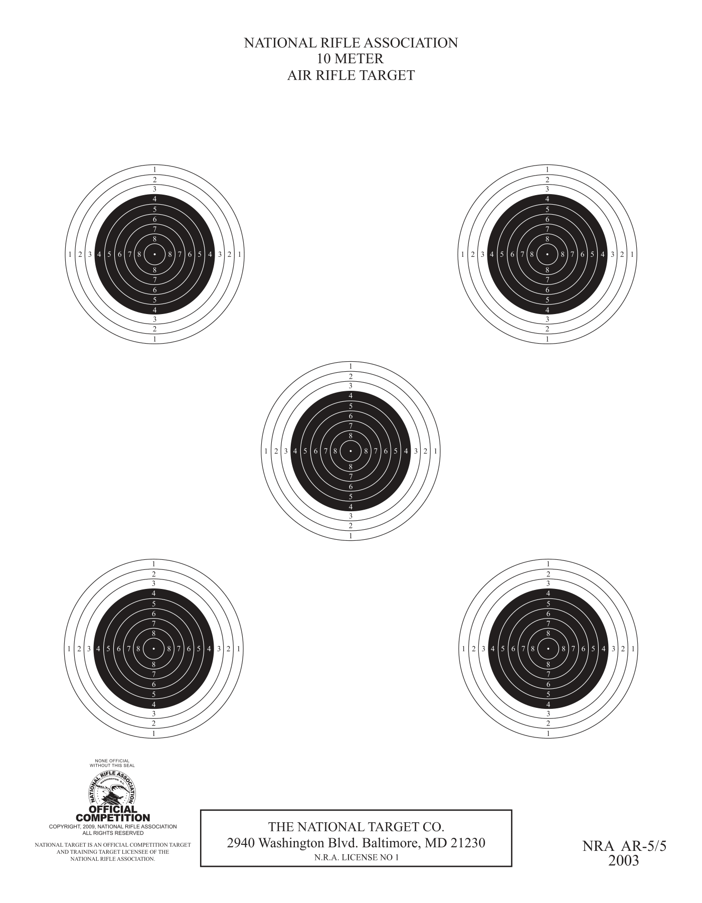 Printable Nra 5 Meter Bb Gun Target