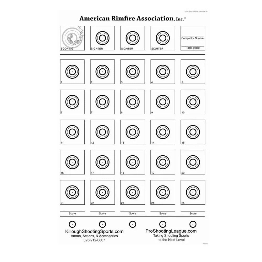 Printable .22 Rimfire Benchrest Targets