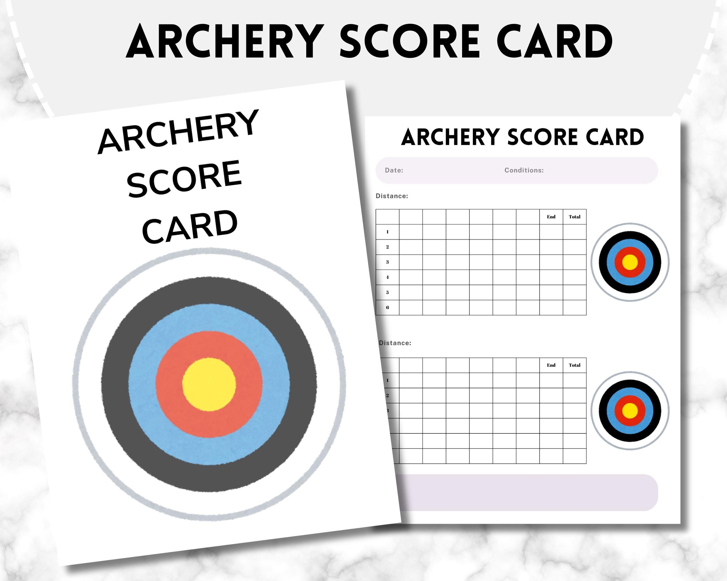 Archery Score Card Archery Progress Tracker Printable Archery Score Sheet 8 5 X 11 Etsy
