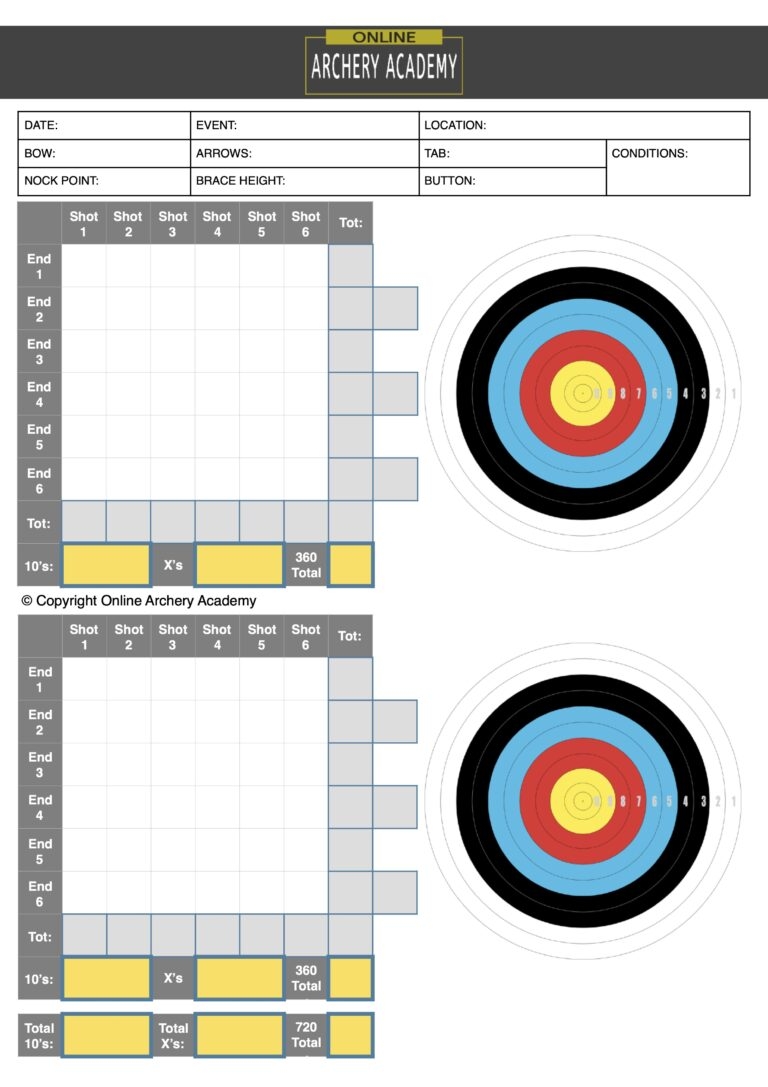 Archery Score Sheet PDF s Printable Score Cards For Free