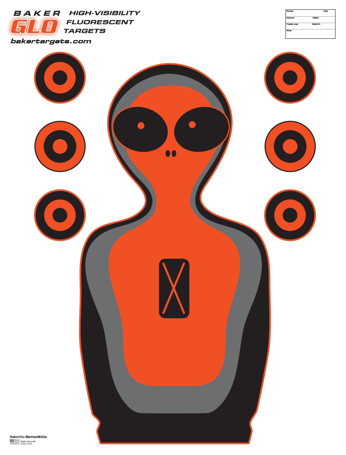 BakerGlo Martian Militia High Visibility Target 250 Pack Baker Targets
