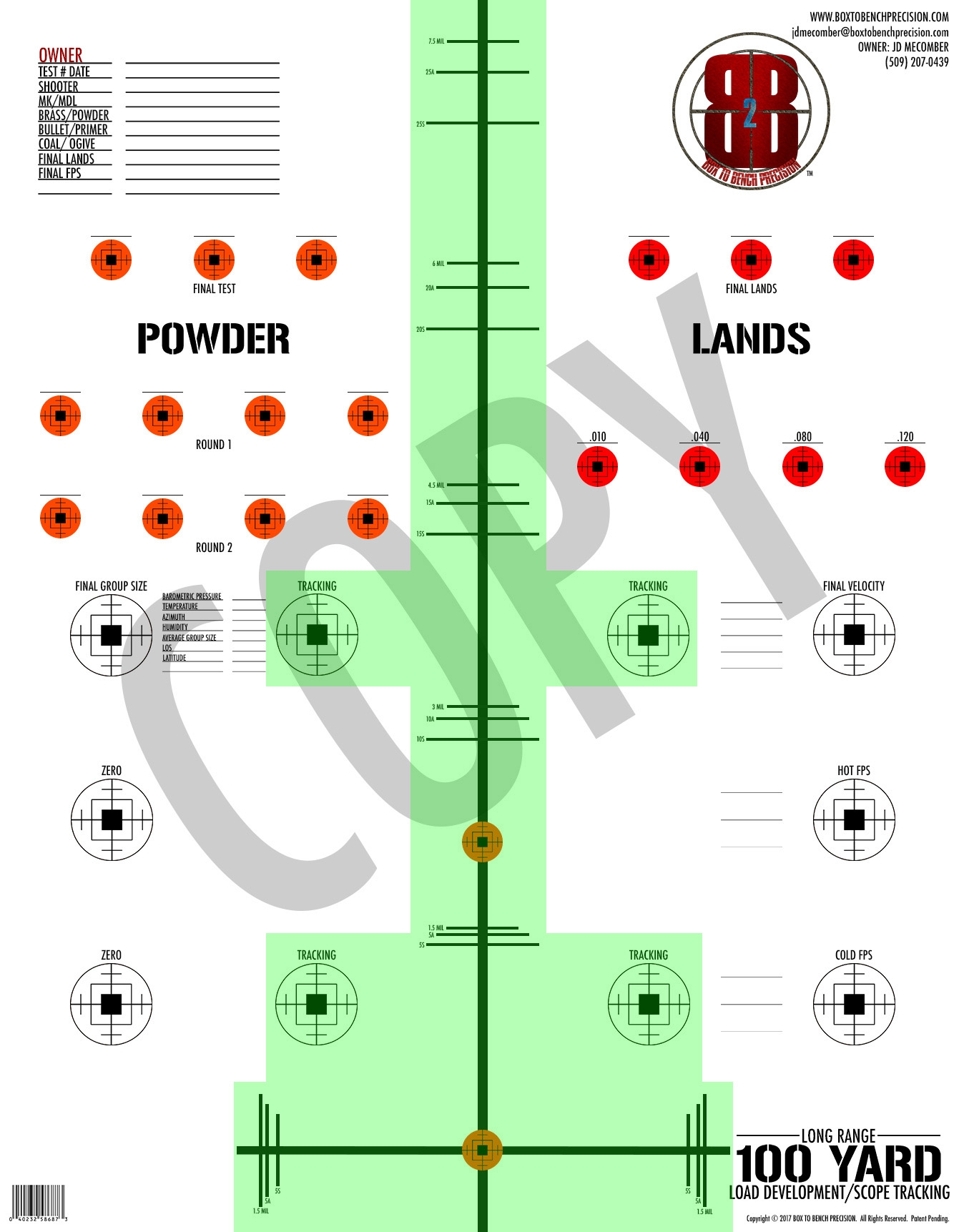 Printable Target 100 Yards Load Development