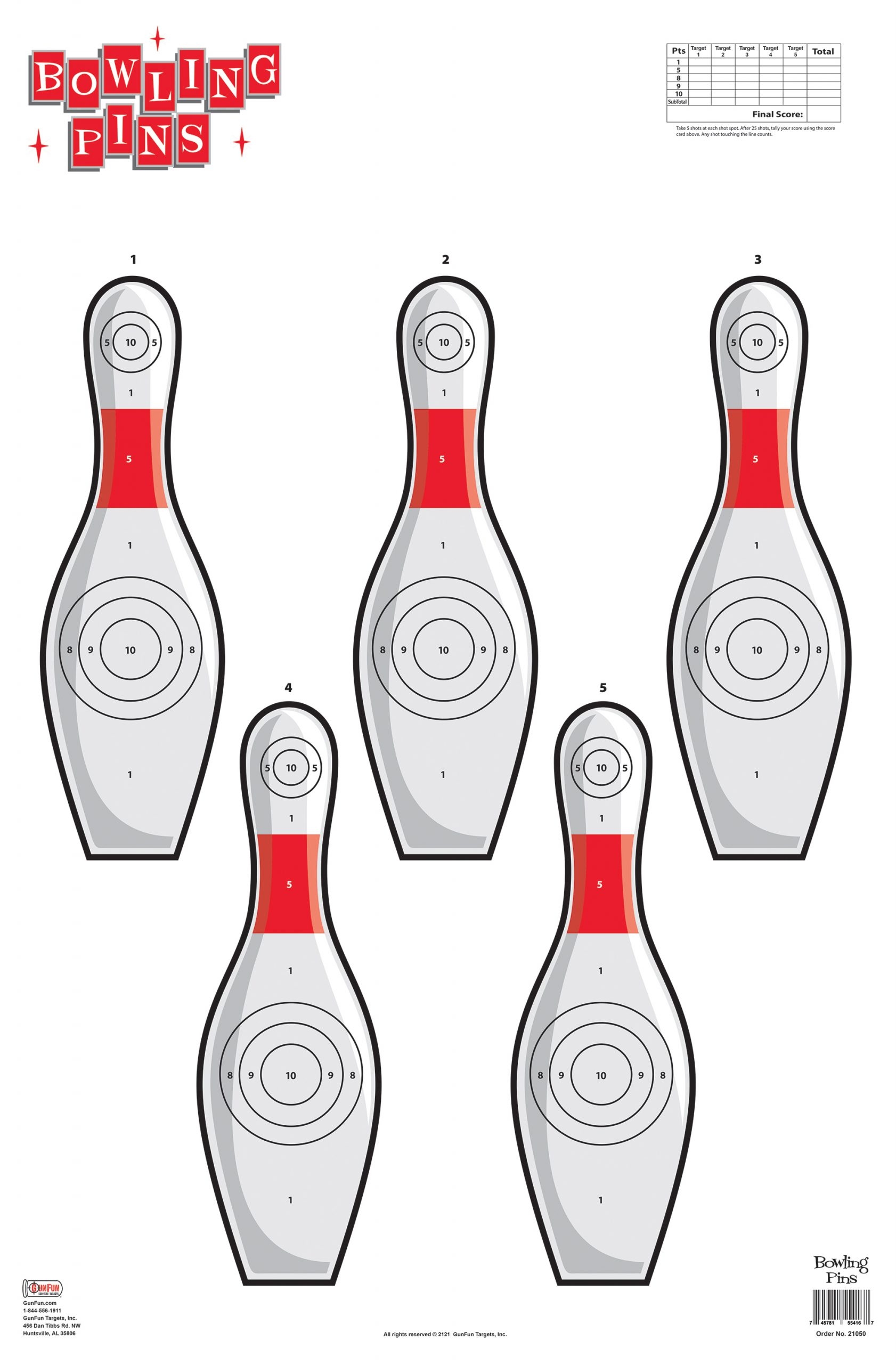 Bowling Pins 21050 GunFun Targets Inc 