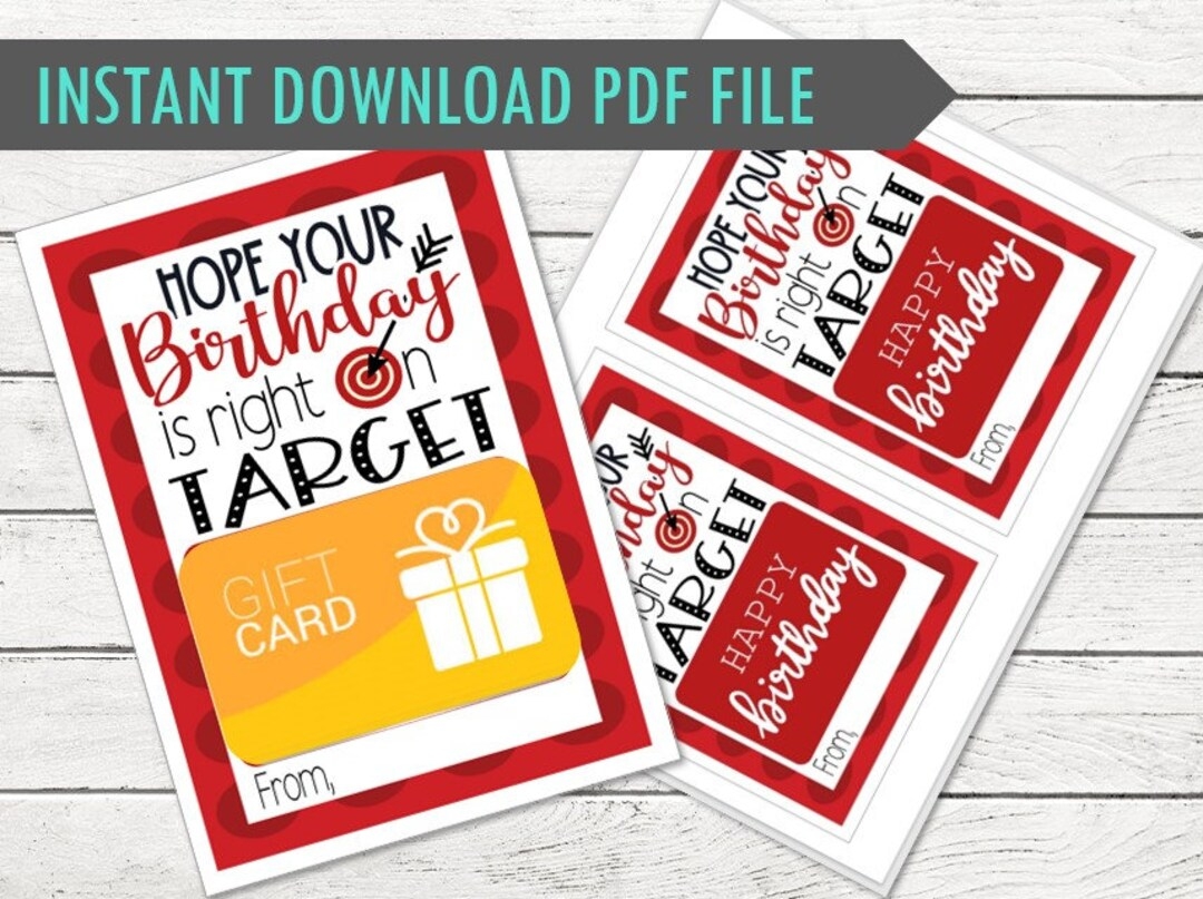 Cute Target With Arrow Birthday Gift Card Tag Happy Birthday Great For Handing Out With Gift Cards DIGITAL Personalization Etsy