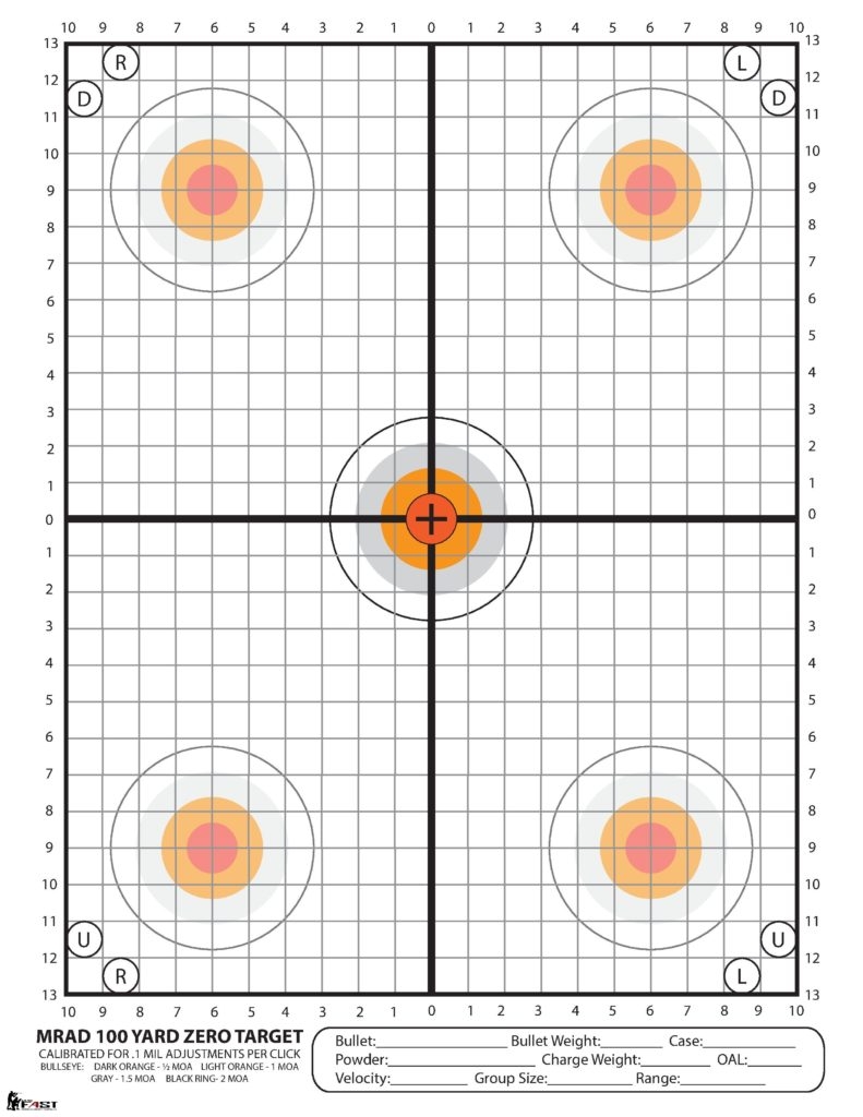 10 Yard Zero Target Printable