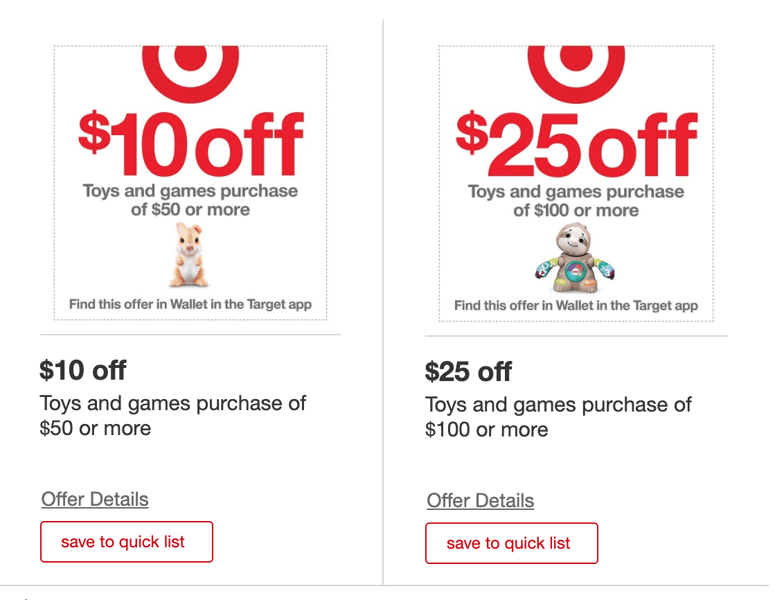 Expired Target Toys Games 10 Off 50 Or 25 Off 100 Stacks With Redcard 5 Discount 4 5 4 11 Doctor Of Credit