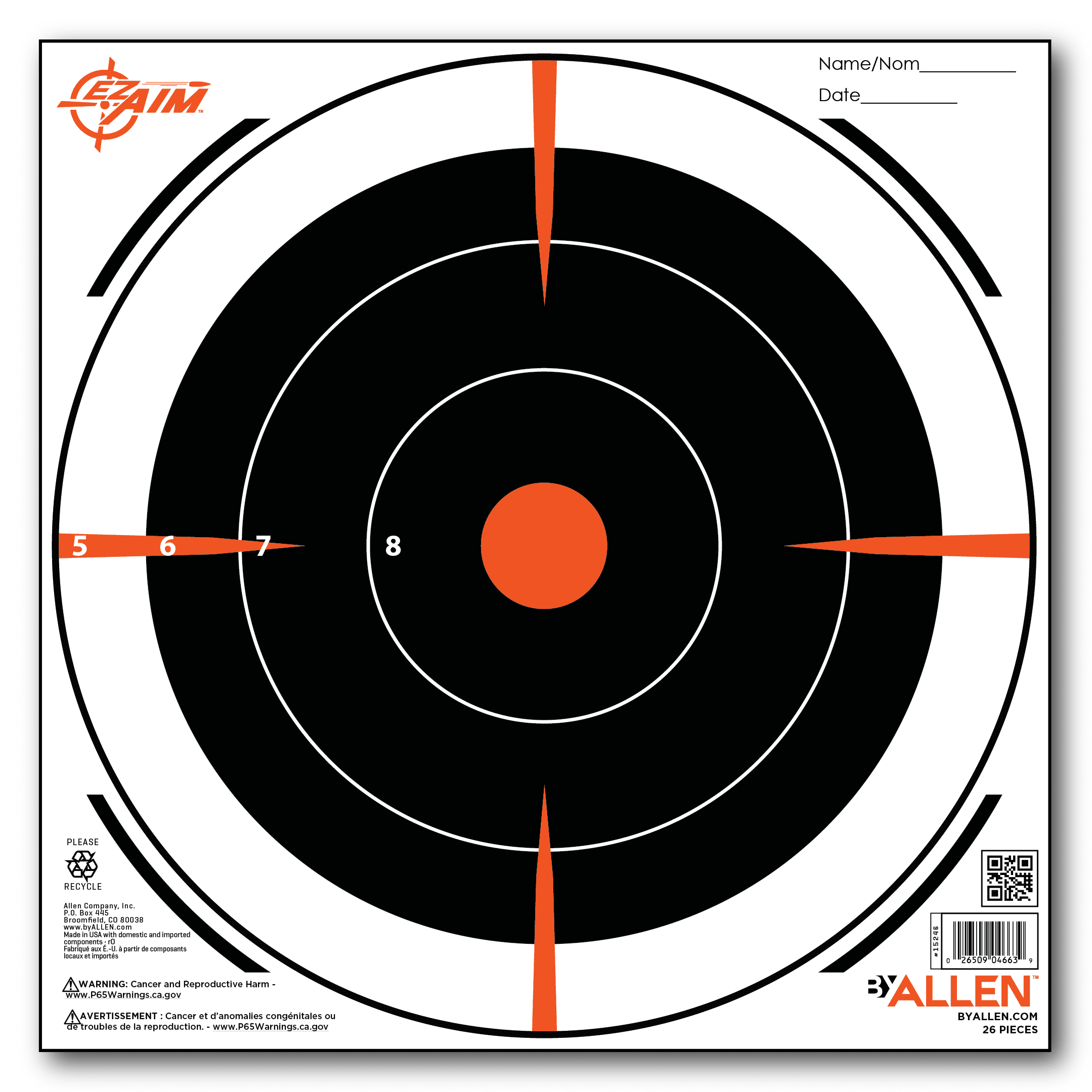 Printable Target With Orange Bullseye