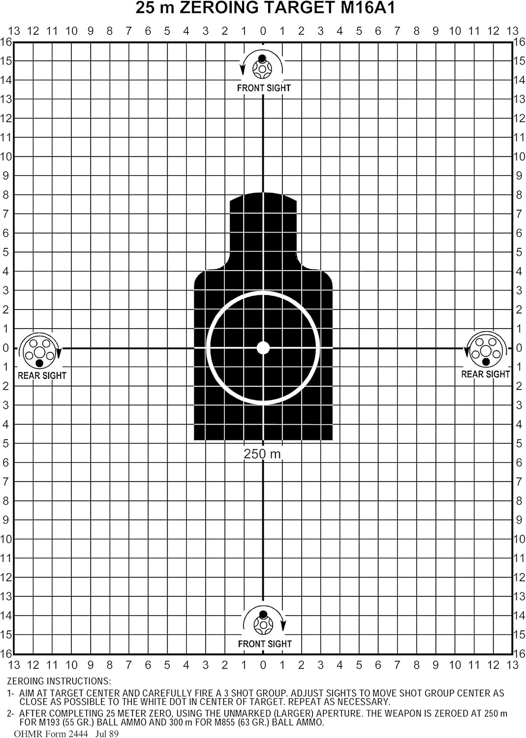M16a1 25 Meter Zeroing Target Printable