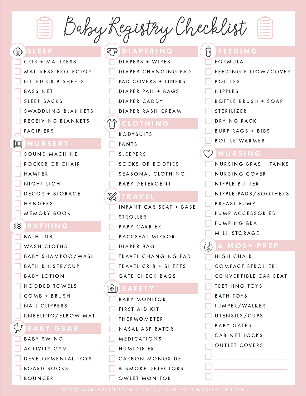 FREE BABY REGISTRY GUIDE PRINTABLE CHECKLIST