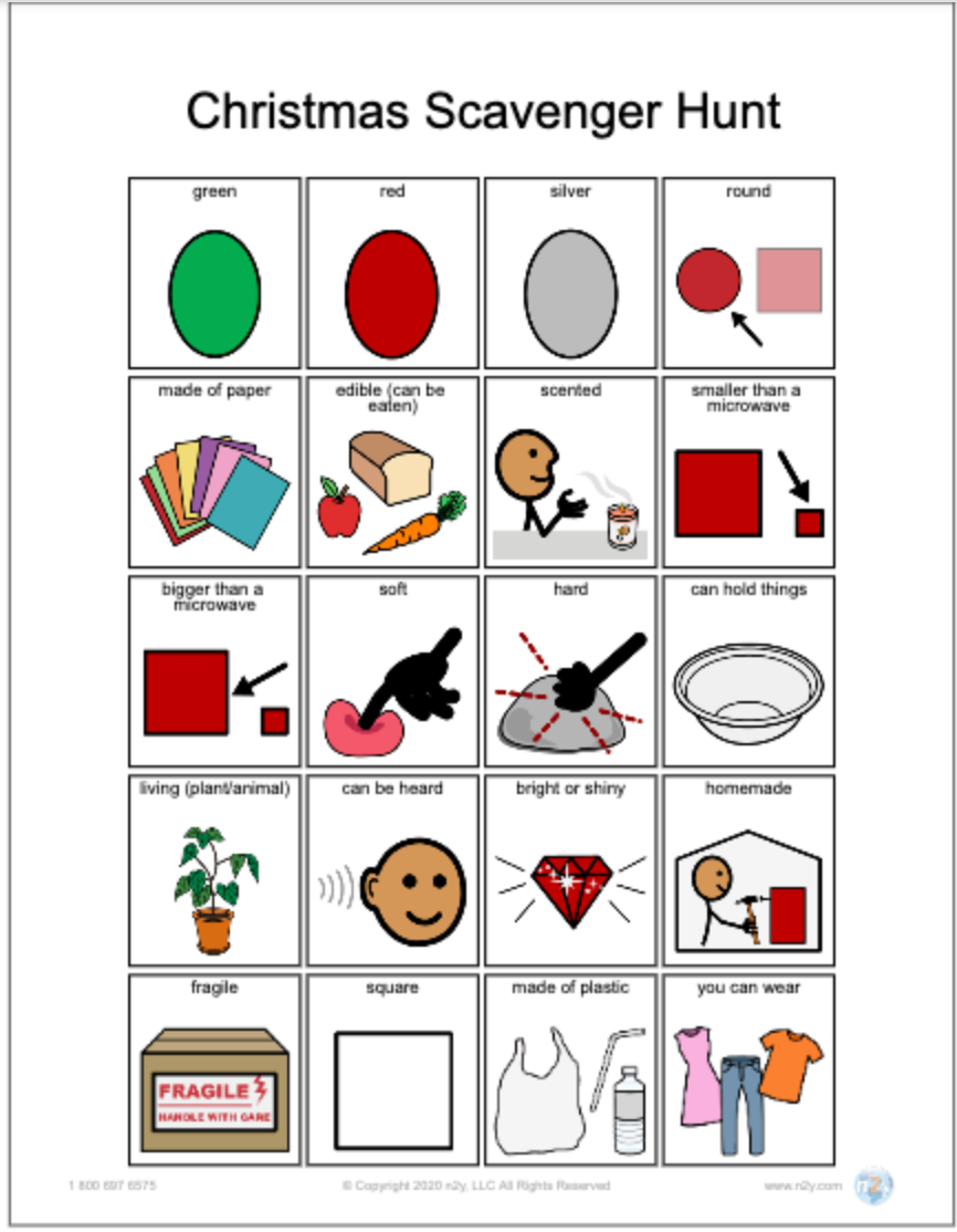 FREE Christmas Scavenger Hunt For Speech Therapy And Home Activities 