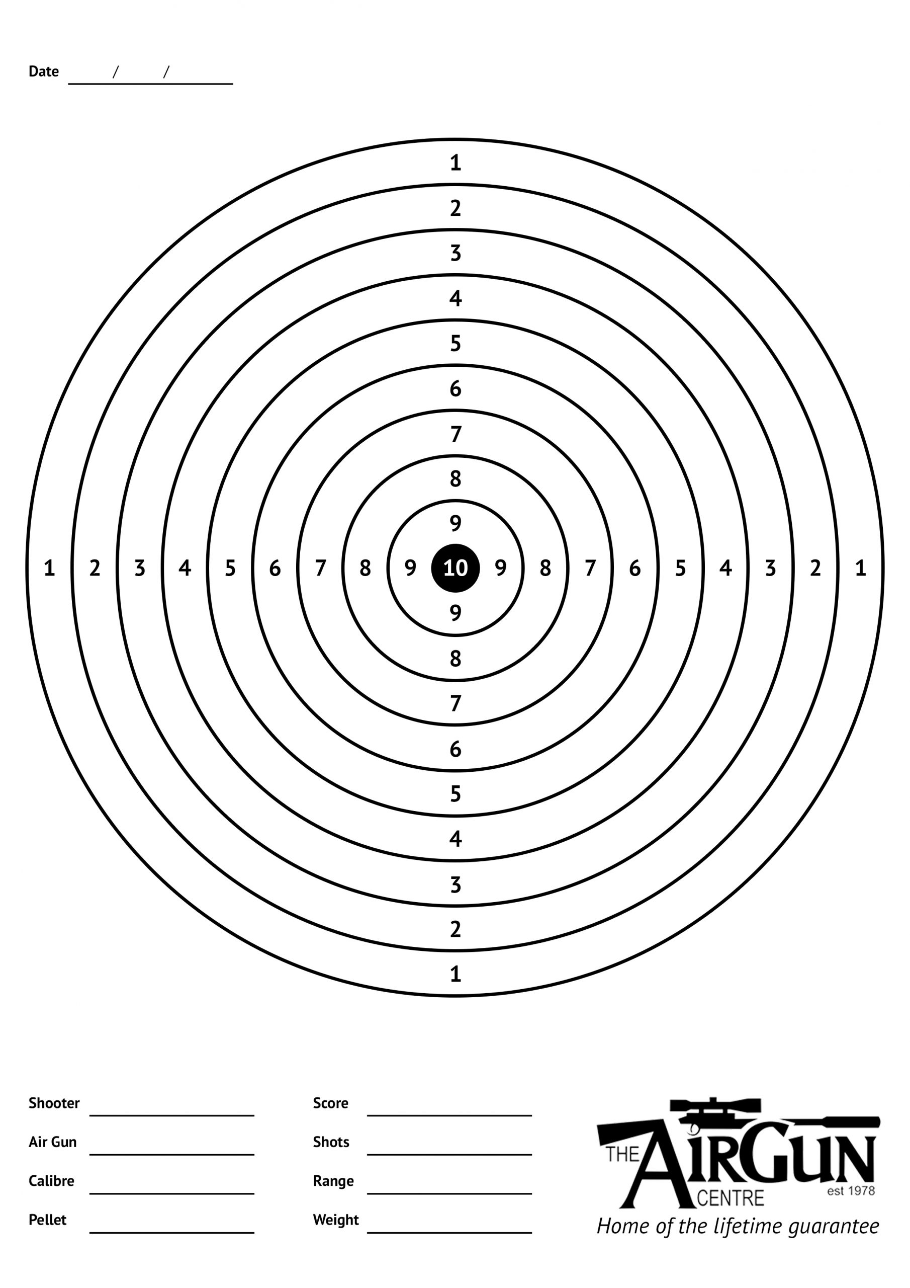 Pellet Rifle Bench Rest Target Printable