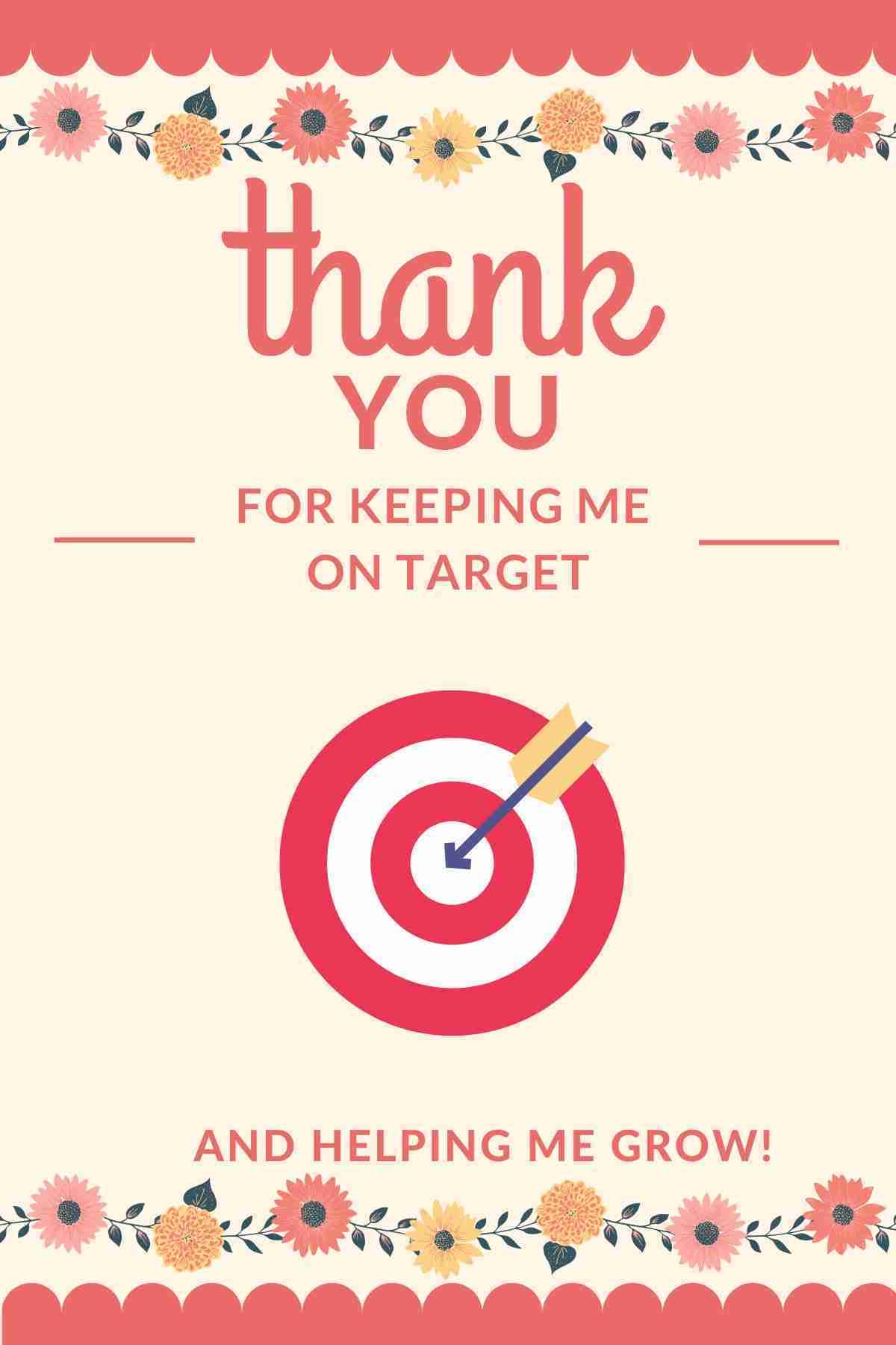 Thanks For Keeping Me On Target Printable