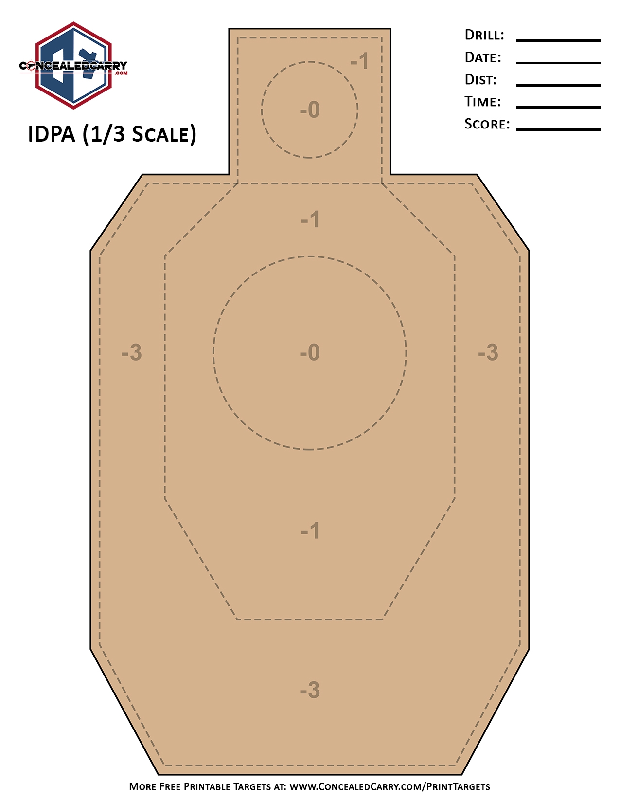 8-1/2 X 11 Printable Pistol Target