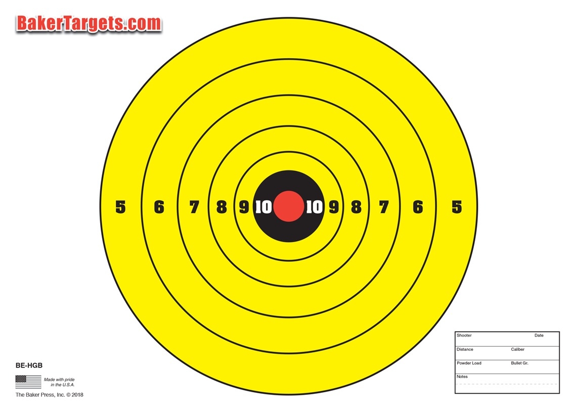 Hand Gun Bulls Eye Target Baker Targets Bright And Easy To See