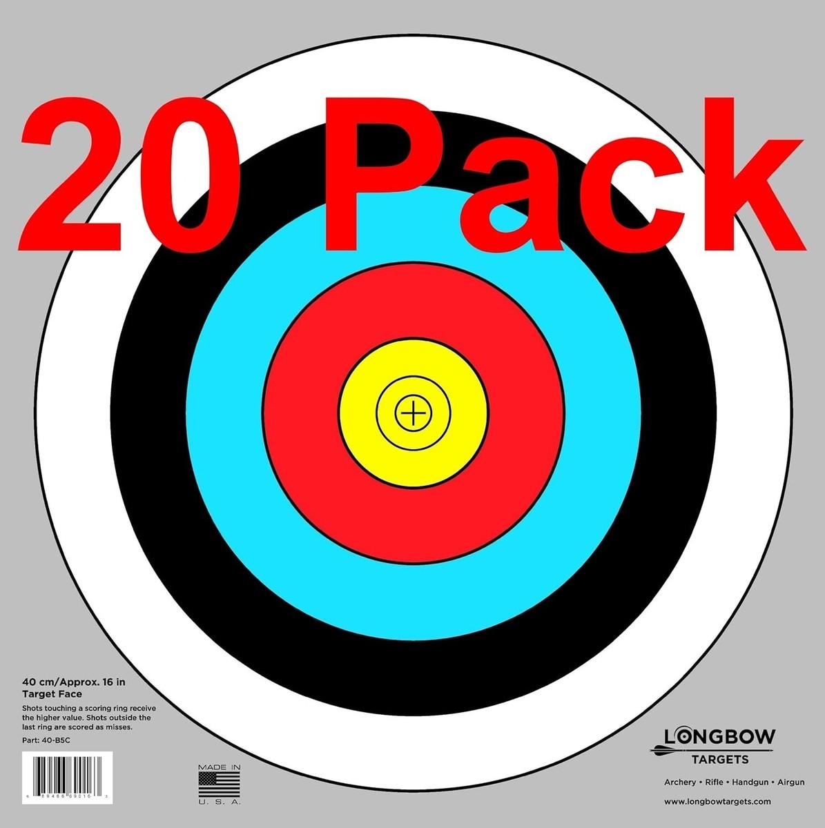 Large 40cm Long Lasting Archery Targets Heavy Duty 7pt Paper 20 Pack EBay