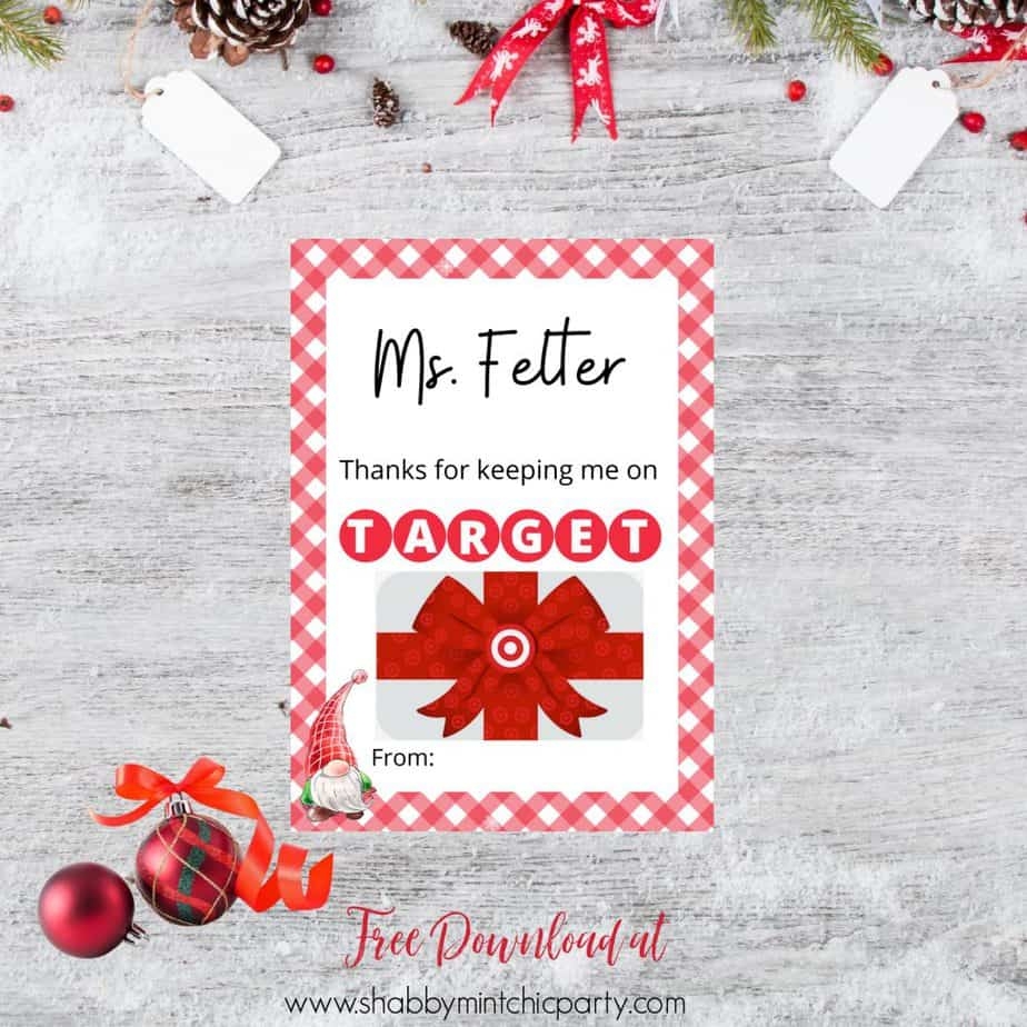 Last Minute Target Gift Card Holder For Teachers Free Printable Shabby Mint Chic Party
