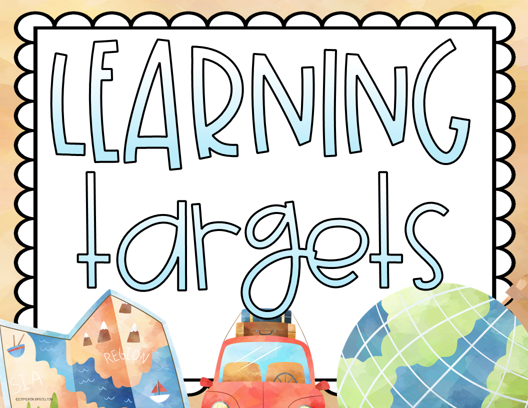 Learning Objectives Bulletin Board Display Posters Travel Adventure Editable Classful