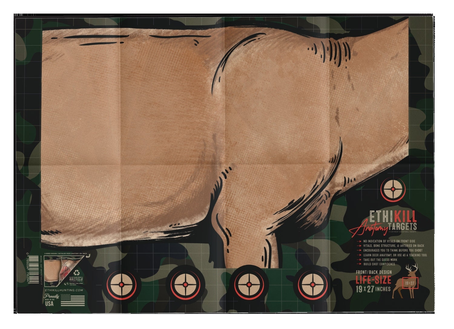 Life Size Deer Vitals Paper Target For Archery Rifle Hunters By Ethikill 5 Pack Etsy