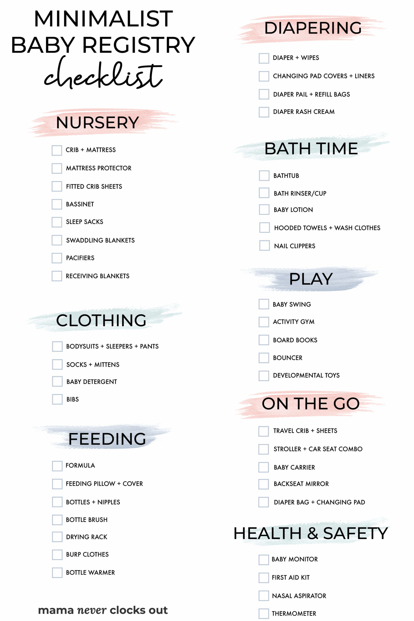 Printable Target Baby Registry Checklist