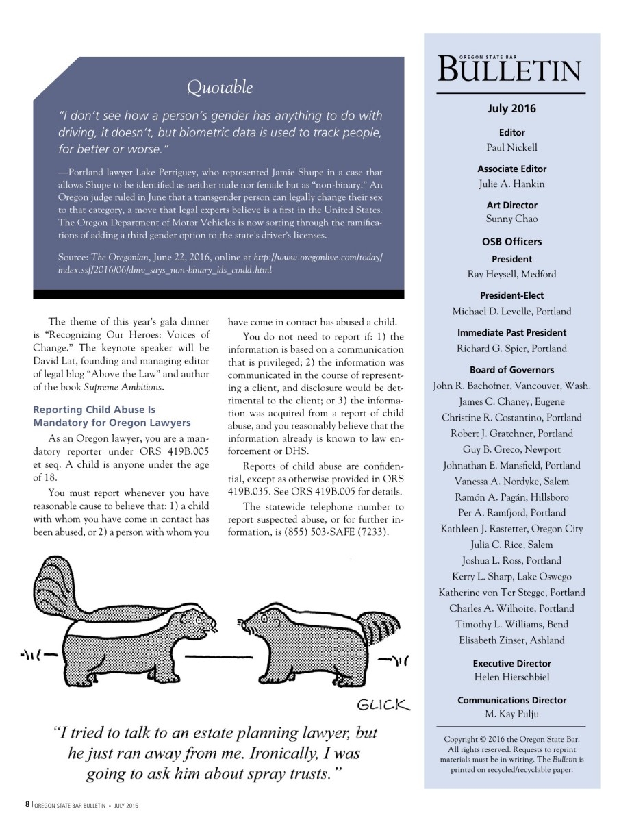 Oregon State Bar Bulletin Magazine