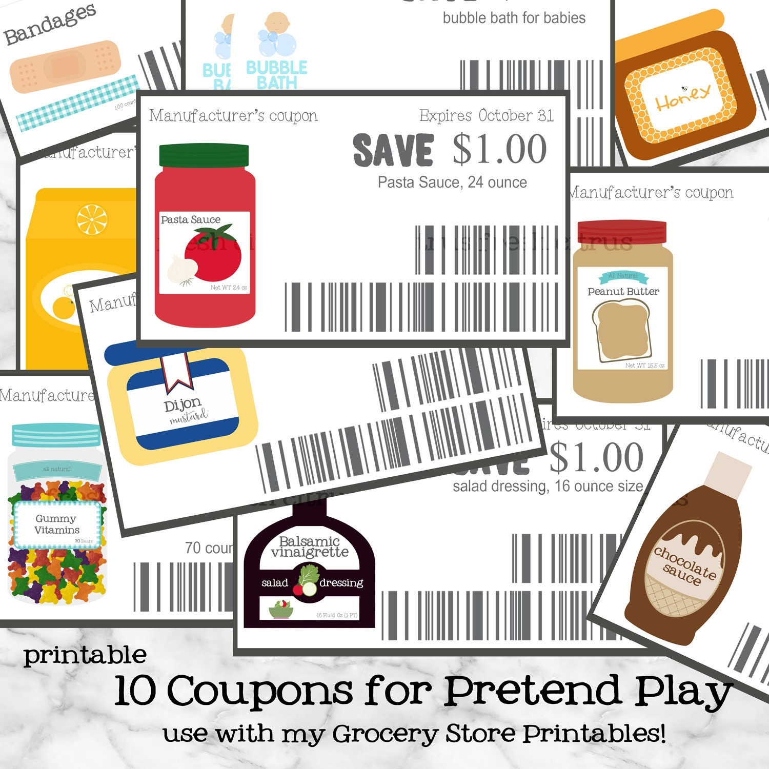 Pretend Play Coupons Grocery Store Printables Instant Download Etsy Worksheets Library