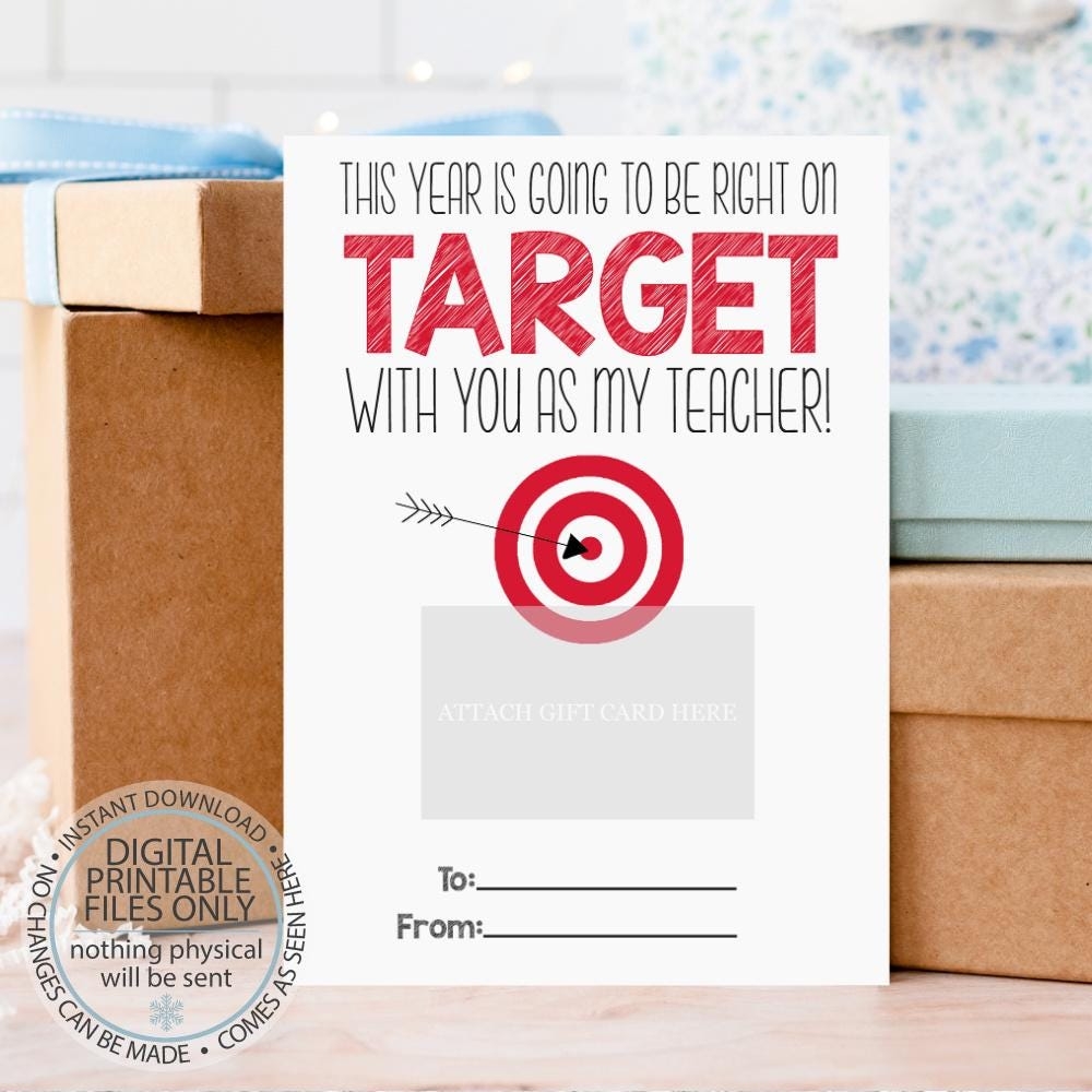 Printable Teacher Gift Right On Target Gift Card Holder Thank You Gift Card Holders Target Gift Card Back To School Teacher Printable Etsy
