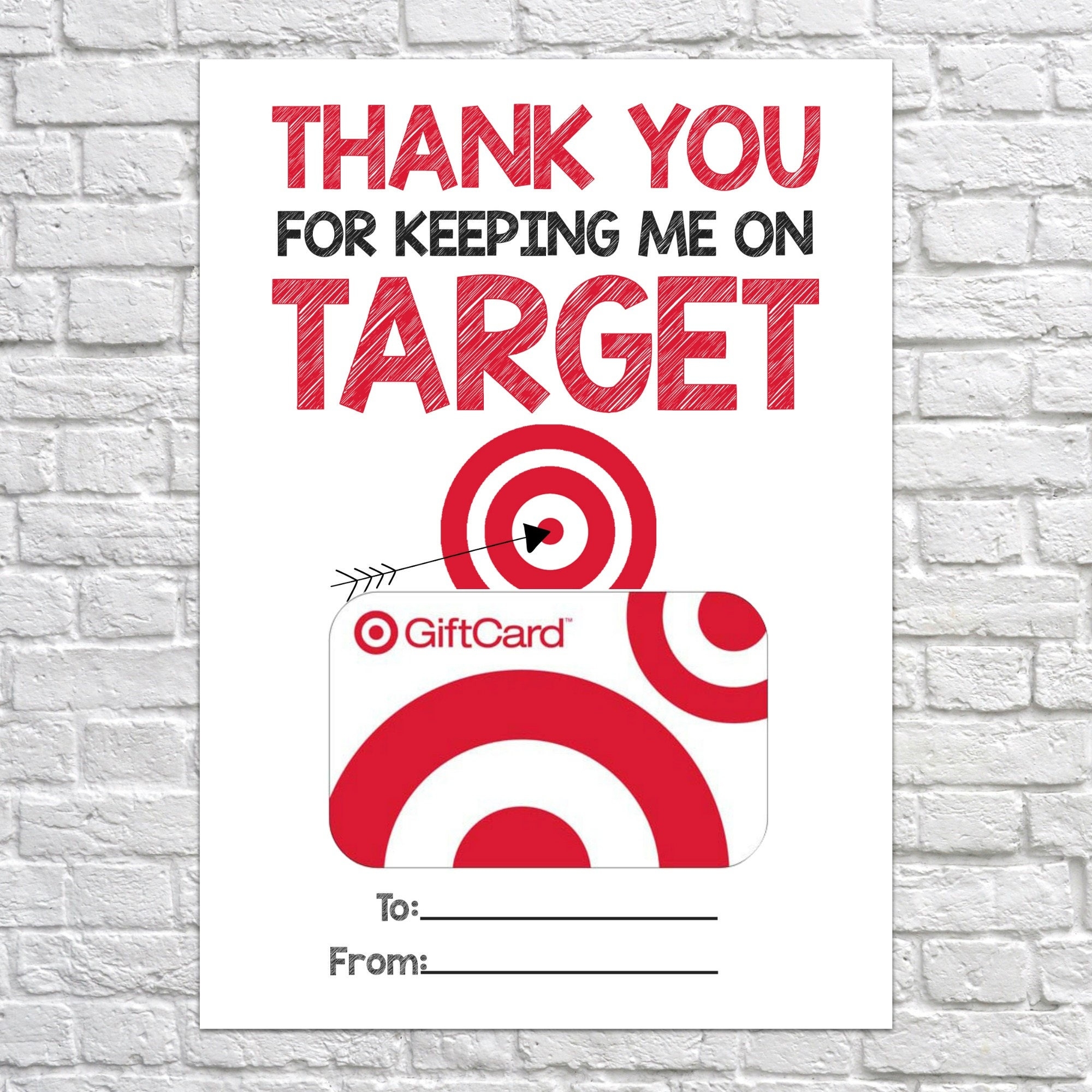 Printable Teacher Gift Thanks For Keeping Me On Target Gift Card Holder Thank You Gift Card Holders Target Gift Card Teacher s Gift Etsy