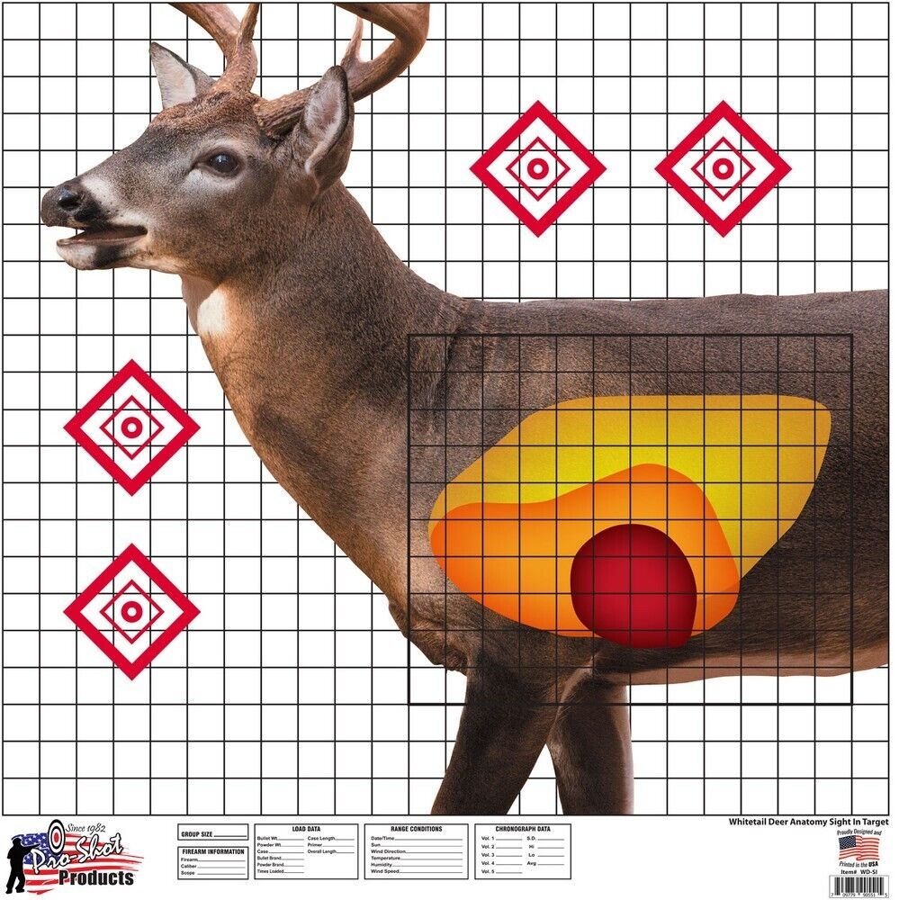 Pro Shot Life Size Whitetail Deer Sight in Target Paper 25 X 25 5 Pack WDSI5PK EBay
