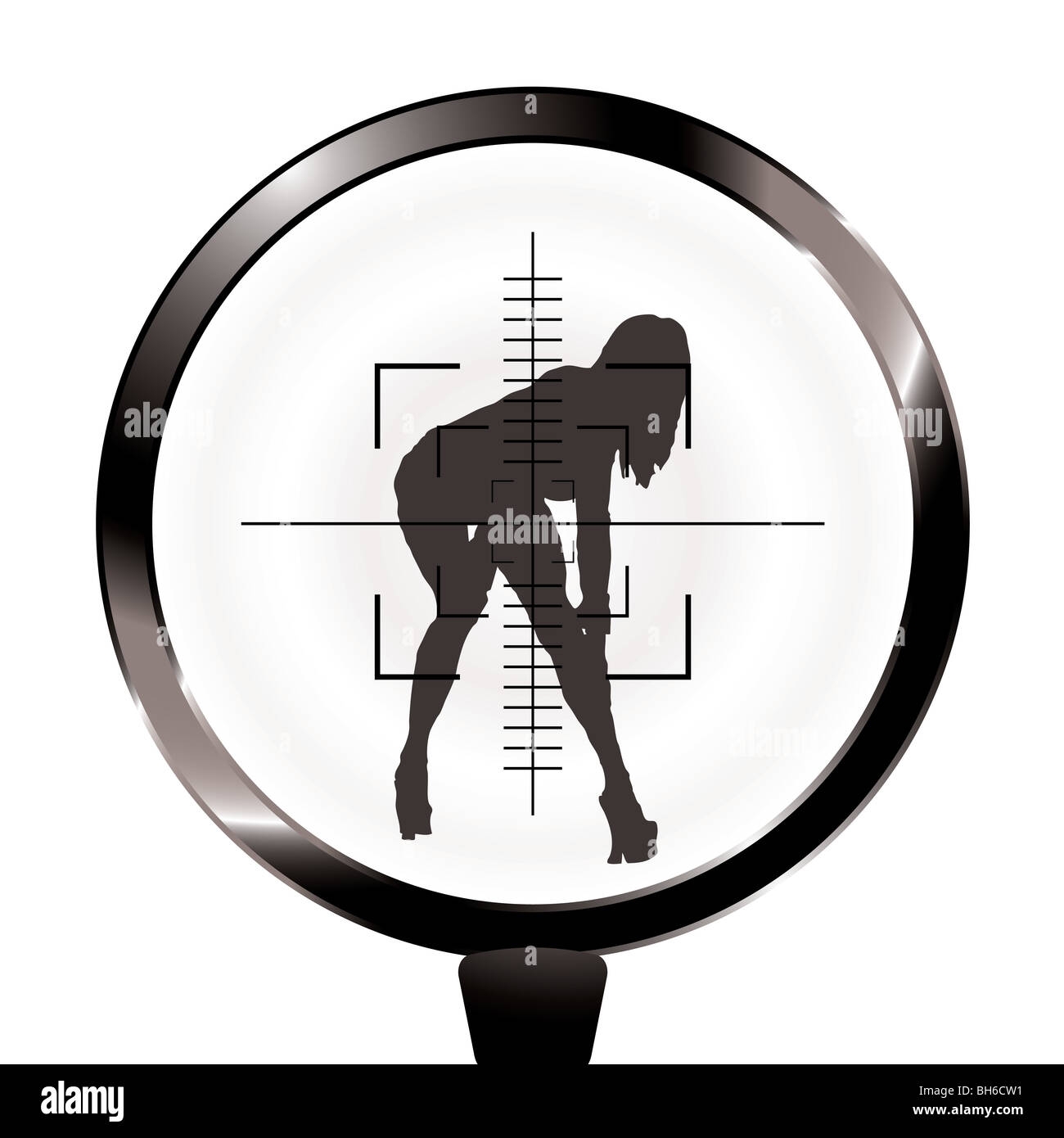 Sexy Woman In Rifle Target And Sight In Silhouette Stock Photo Alamy