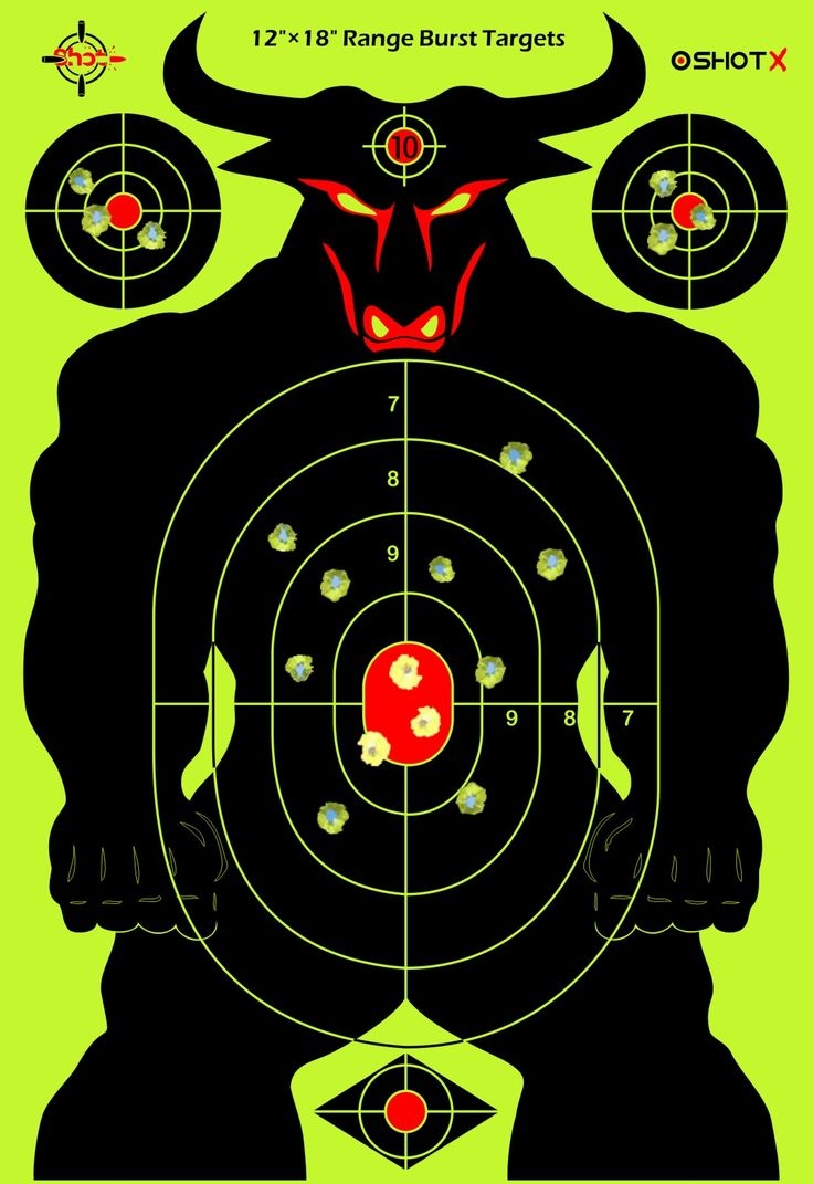 Shooting Targets Splatter 12x18 Inch Bull Funny Silhouette Reactive Burst Range Target Paper