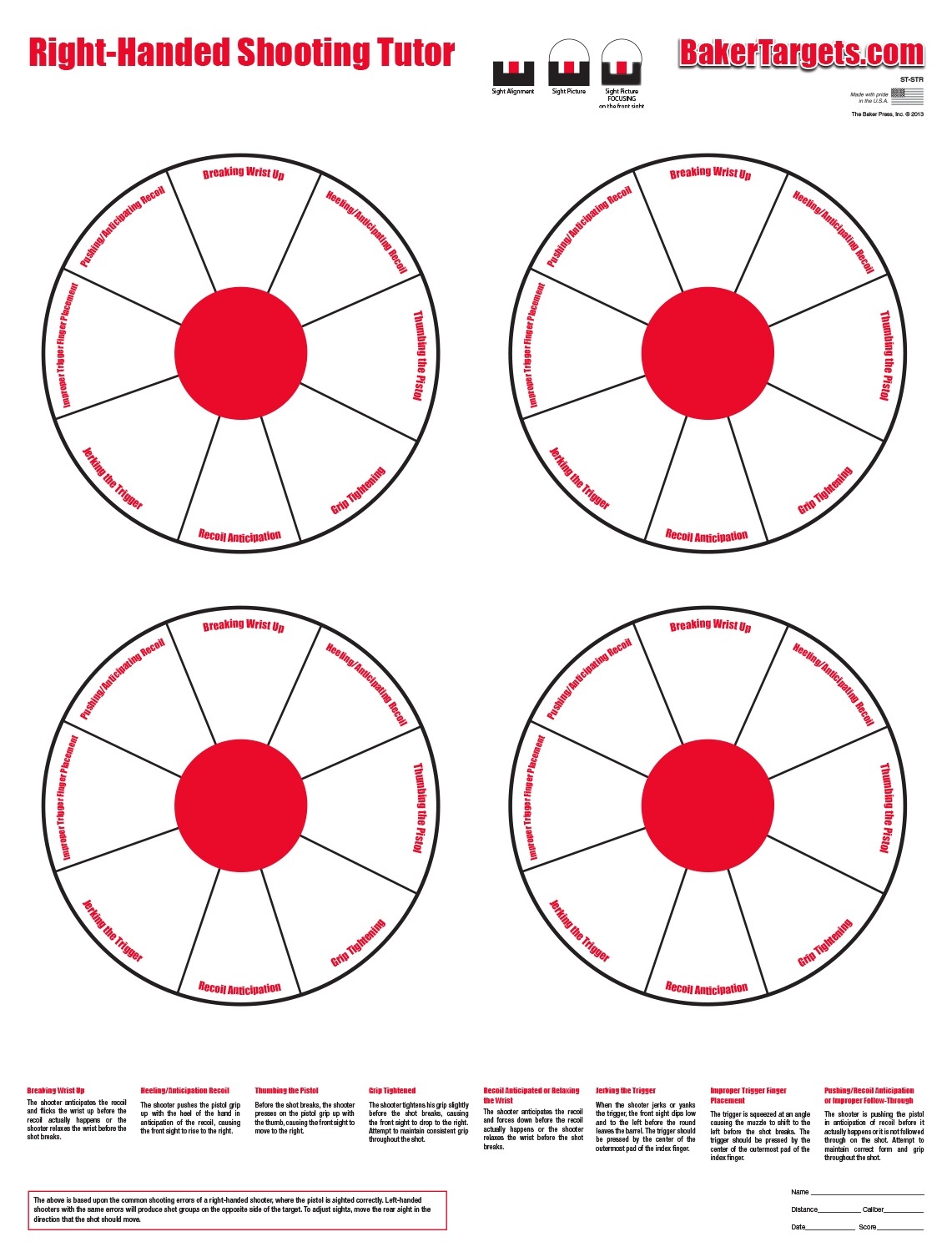 Shooting Tutor Target Left Handed Baker Targets