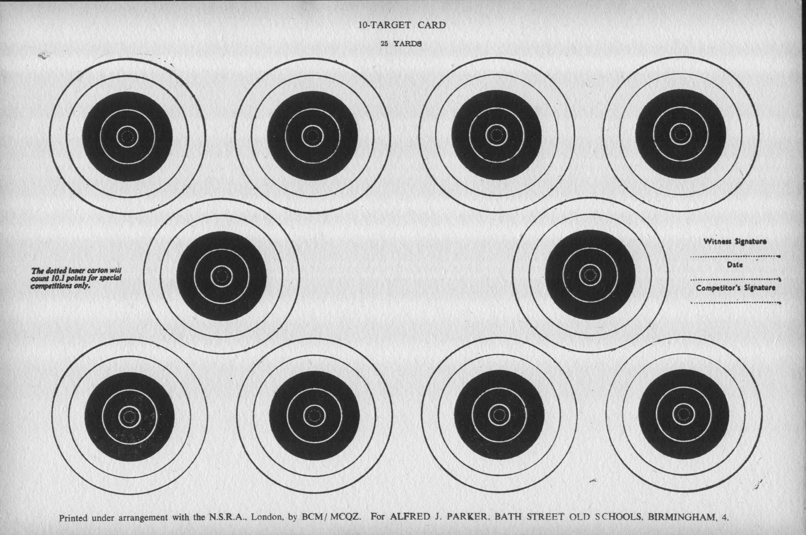 25 Yard Smallbore Rifle Target Printable