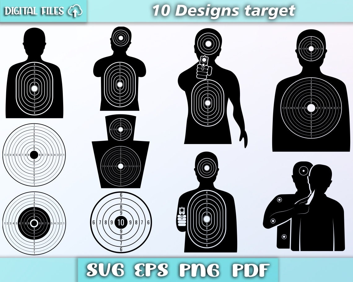 Target Bundle Svg Shooting Svg Shooting Target Vector Silhouette Cut Files Shooting Range Eps pdf png svg Etsy